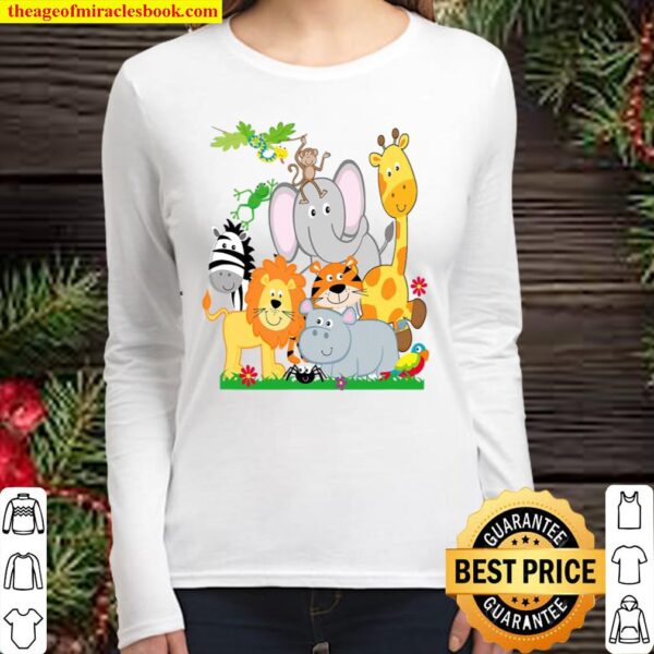 Zoo Animals Shirt Wildlife Birthday Party A Day At The Zoo Women Long Sleeved