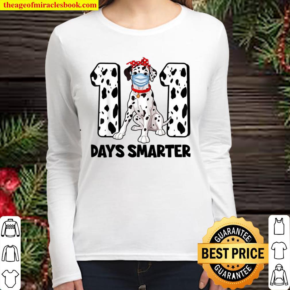 101 Days Smarter Dalmatian Dog Face Mask 100th Day Women Long Sleeved