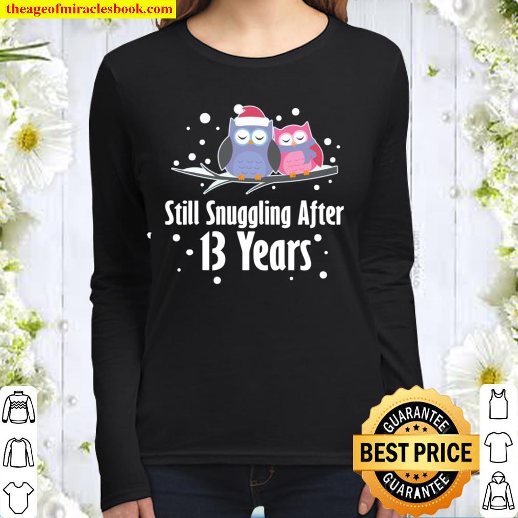 13th Anniversary Owl Couple 13 Years Women Long Sleeved