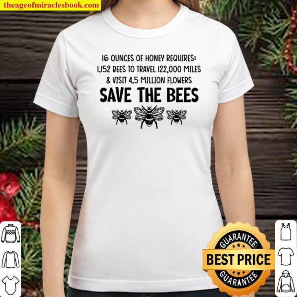 16 Ounces Of Honey REquires 1.152 Bees To Travel 122,000 Miles Visit 4 Classic Women T-Shirt