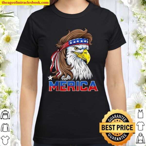 4th Of July Merica USA Flag Bald Eagle Patriotic Classic Women T-Shirt