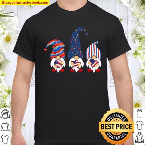 4th Of July Patriotic Gnomes Cute American USA Flag Shirt