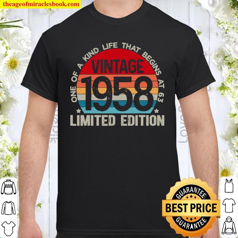 63rd Birthday Retro Limited Edition 1958 Vintage Birthday 2021 Shirt, Hoodie, Long Sleeved, SweatShirt
