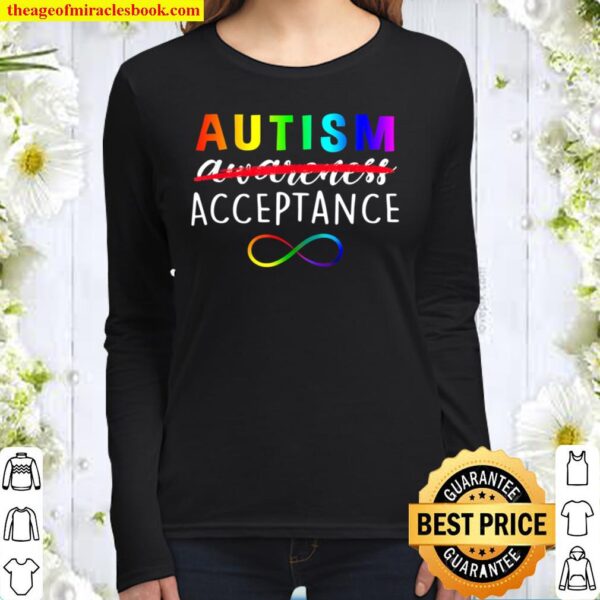 Autism Red Instead Acceptance Not Awareness Women Long Sleeved