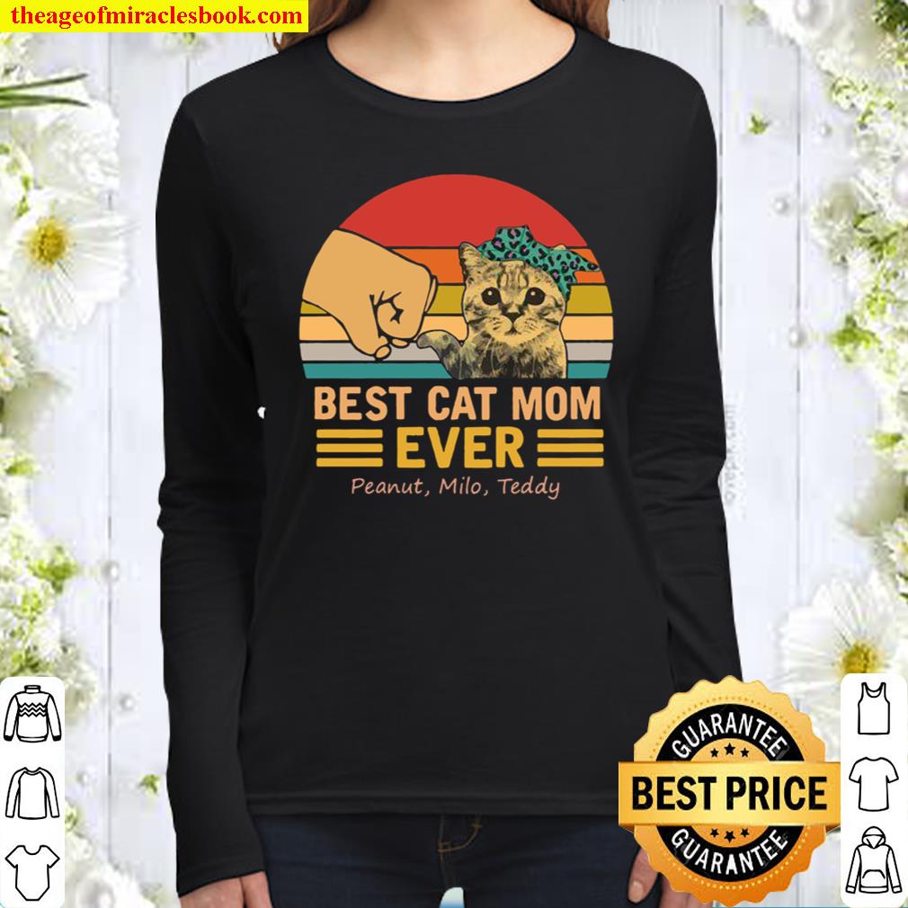Best Cat Mom Ever Retro Personalized Cat Mom Women Long Sleeved