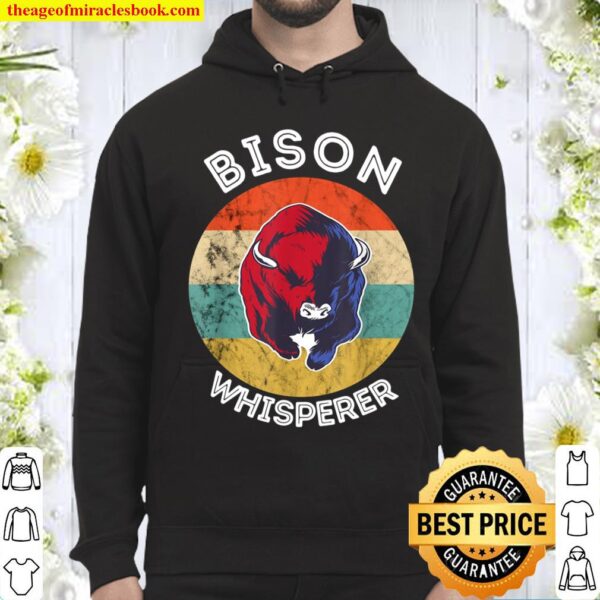 Bison Whisperer Buffalo Cattle Vintage Retro Sunset Colorado Hoodie