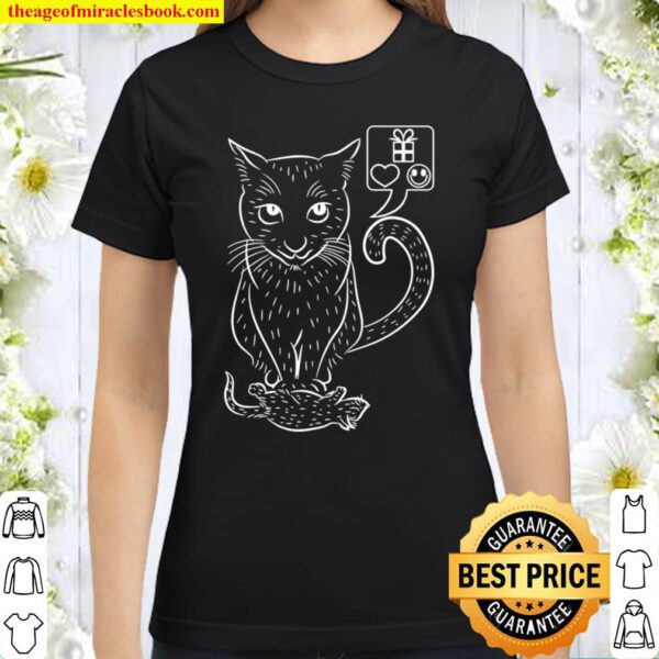 Black Cat Line Art Classic Women T-Shirt