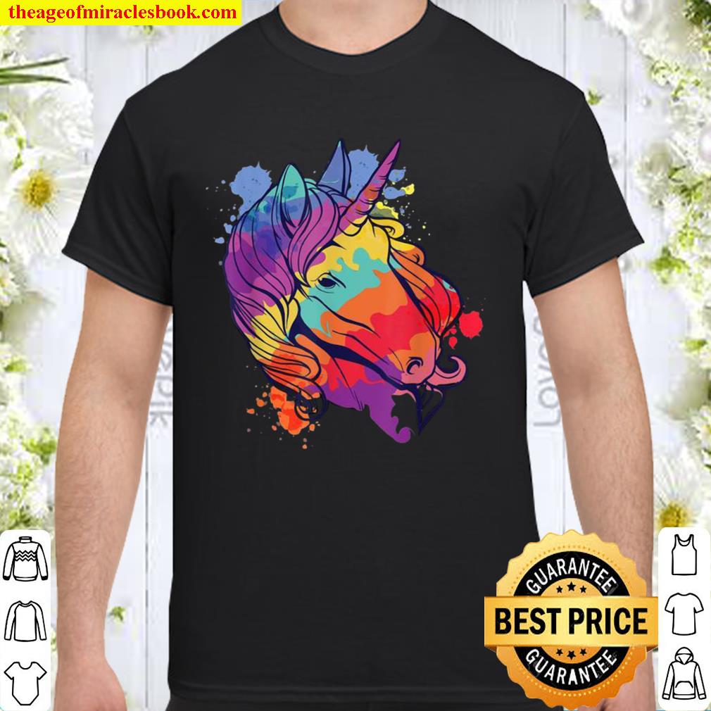 Buntes Einhorn mit Regenbogenfarben LGBTQ hot Shirt, Hoodie, Long Sleeved, SweatShirt