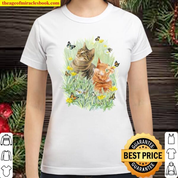 Cat And Butterfly Classic Women T-Shirt