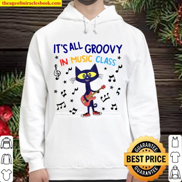 Cat Playing Guitar Music It’s All Groovy In Music Class Hoodie