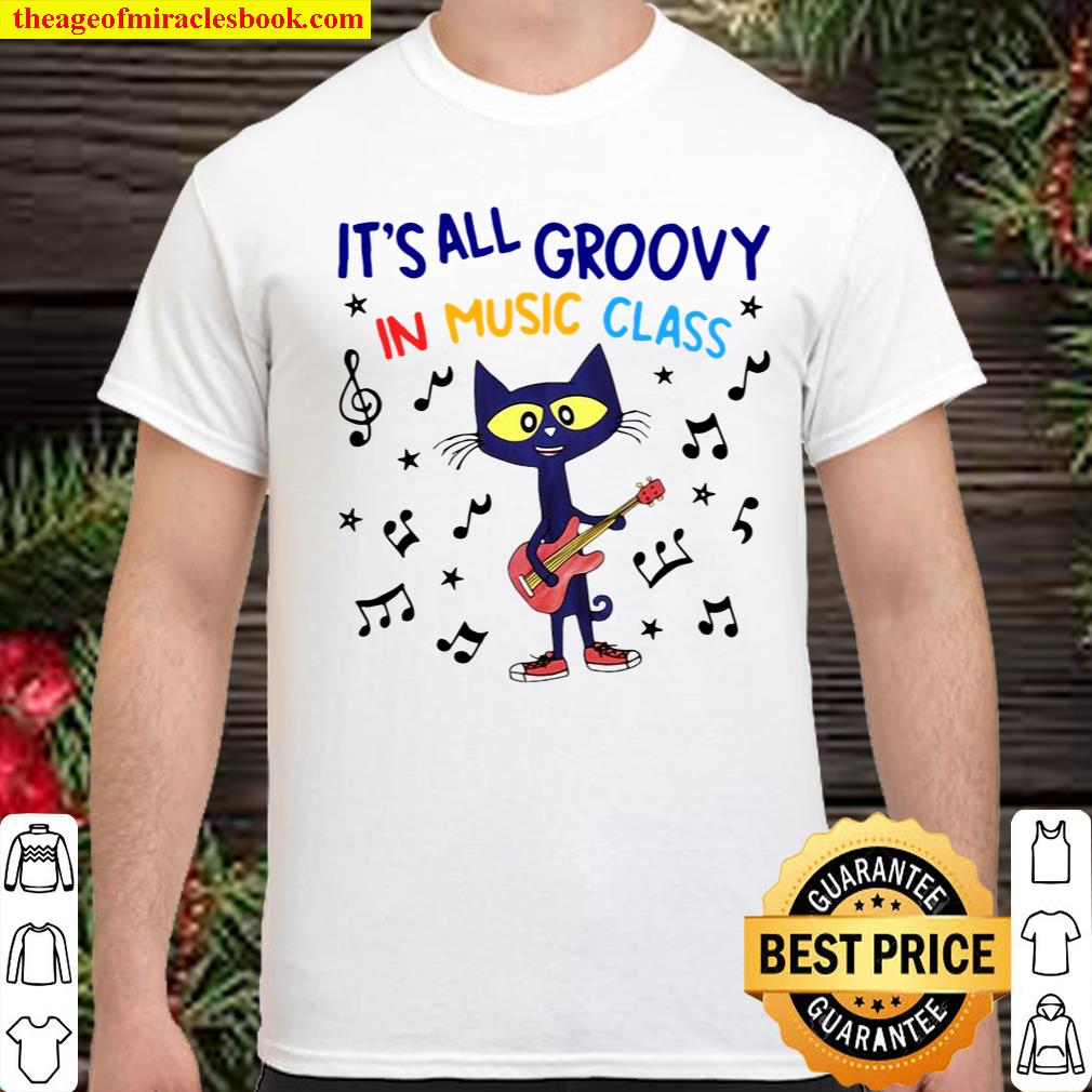 Cat Playing Guitar Music It’s All Groovy In Music Class T-shirt