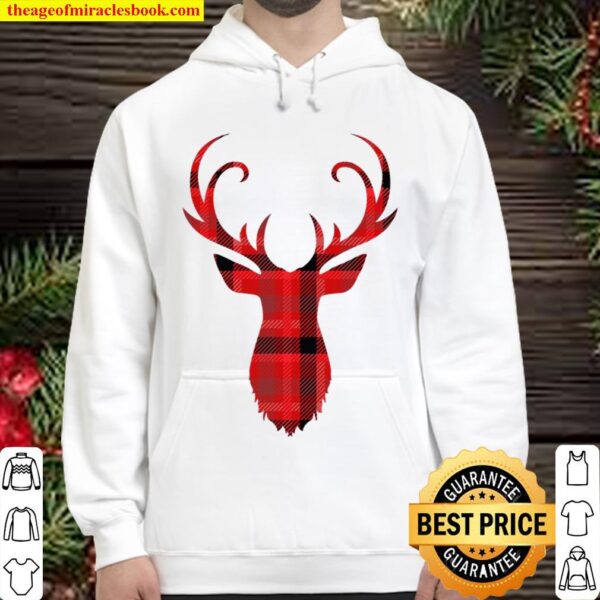 Classic Red _ Black Plaid Deer Silhouette Scottish Hoodie