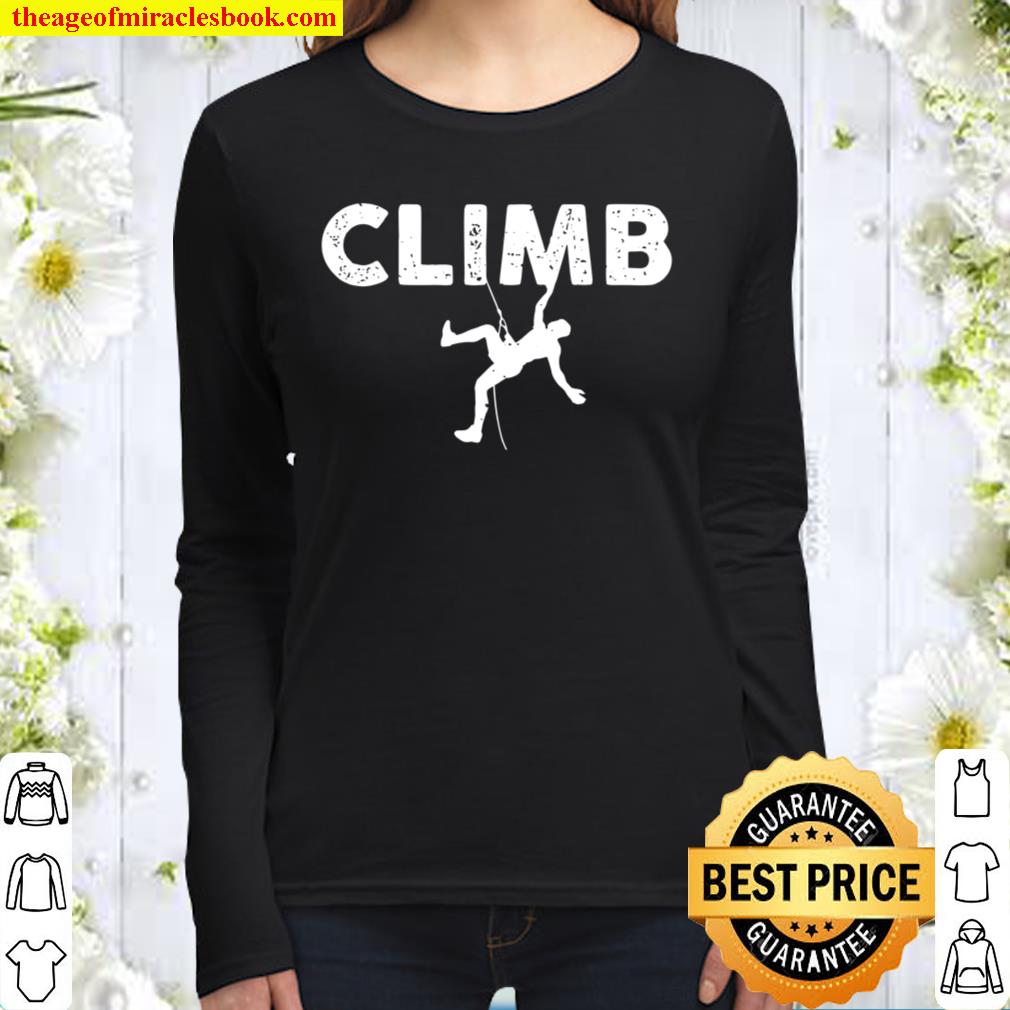Climb Rock Climbing Distressed Vintage Climber Women Long Sleeved