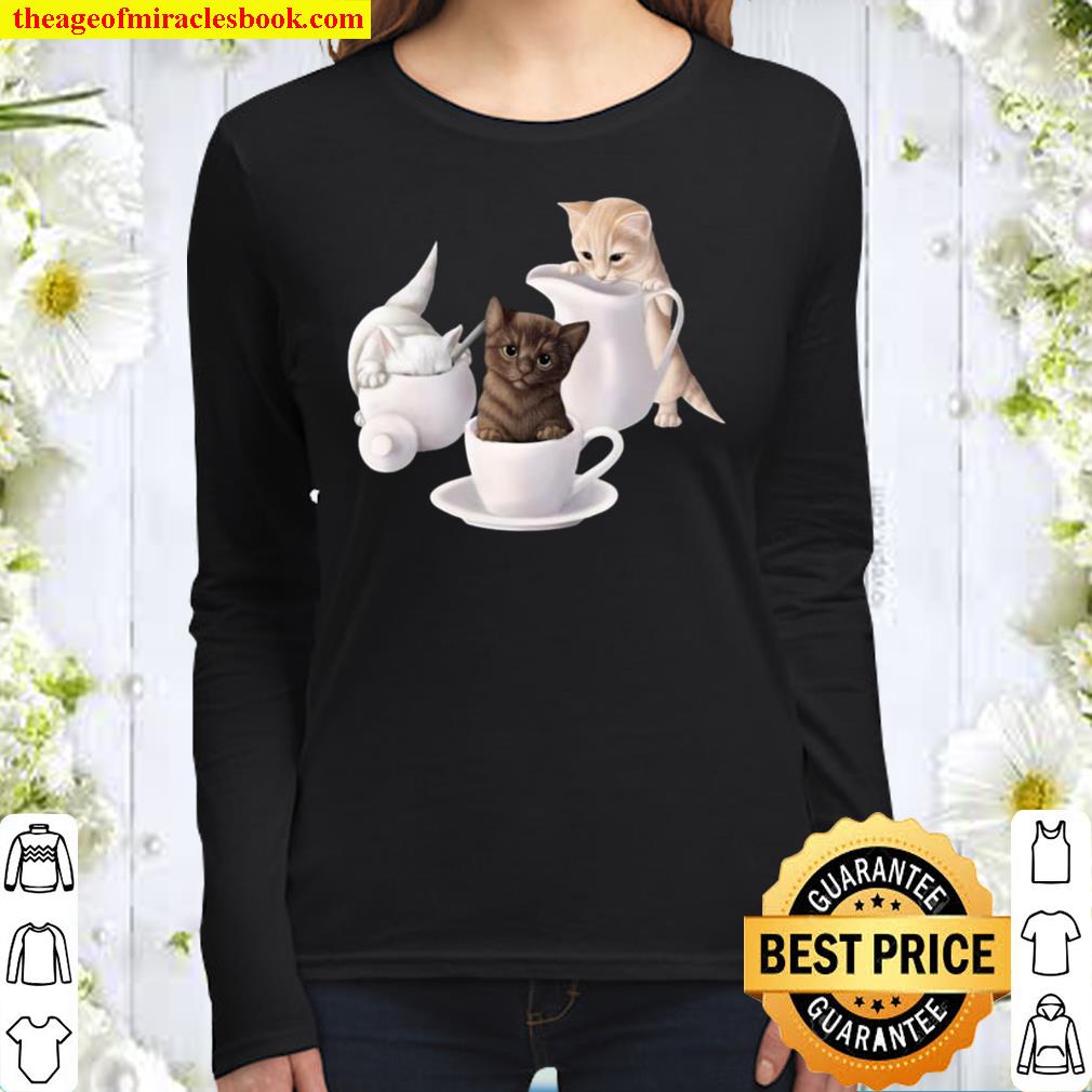 Coffee, cream, and sugar cats Women Long Sleeved