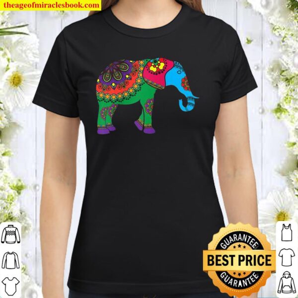 Colorful Elephant Holi Festival Hindu Spring Classic Women T-Shirt