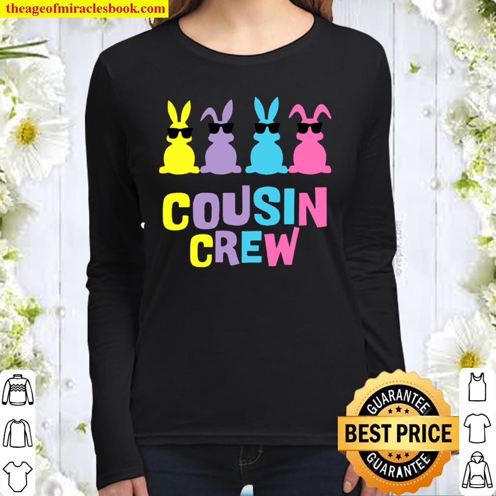 Cousin Crew Easter Bunnies Colorful Rabbits Matching Women Long Sleeved