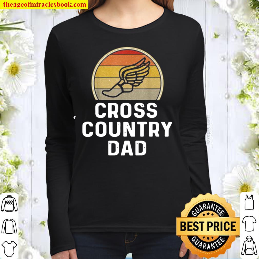 Cross Country Dad Running Runner Sport Retro Sunset Women Long Sleeved