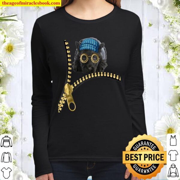 Cute puppy with steampunk glasses Women Long Sleeved