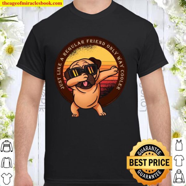 Dabbing Pug Best Friend Retro Sunset Dance Dog Pug Shirt