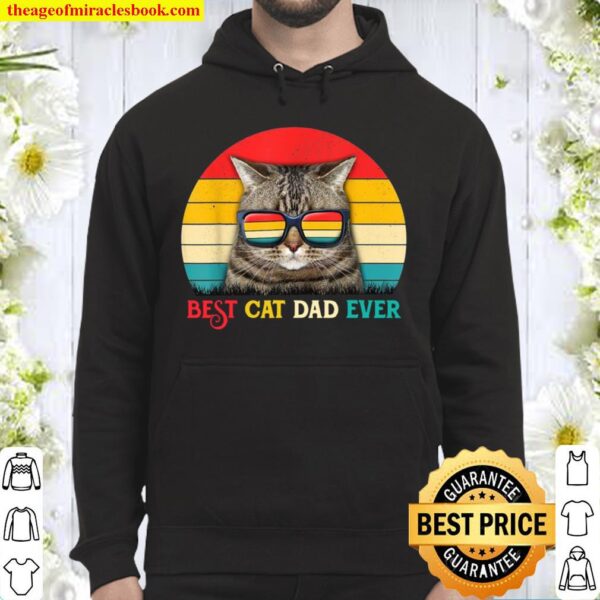 Distressed Retro Vintage Best Cat Dad Ever Father’s Day Hoodie
