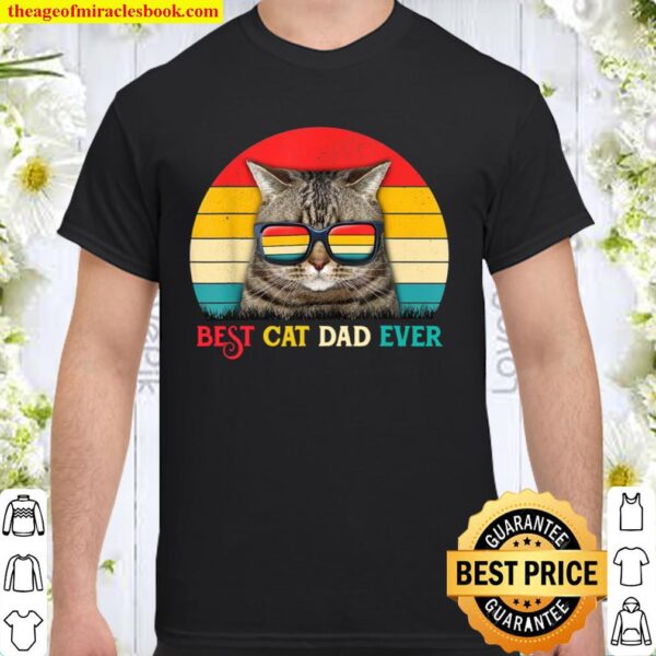 Distressed Retro Vintage Best Cat Dad Ever Father’s Day Shirt