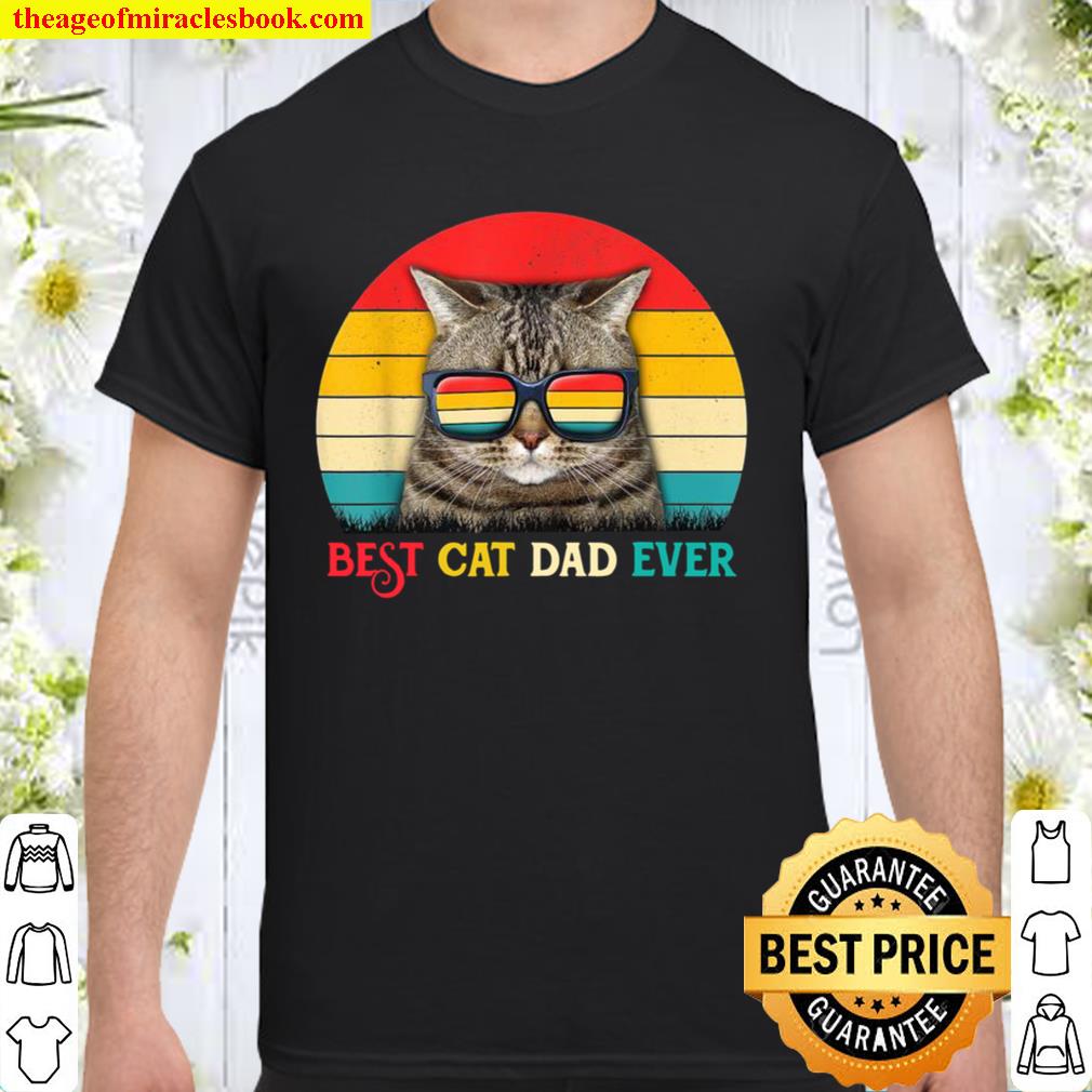 Distressed Retro Vintage Best Cat Dad Ever Father’s Day limited Shirt, Hoodie, Long Sleeved, SweatShirt