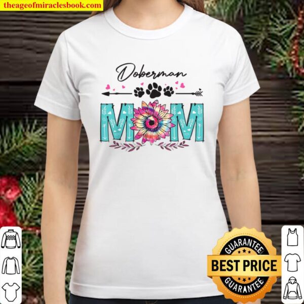 Doberman Mom Sunflower Classic Women T-Shirt