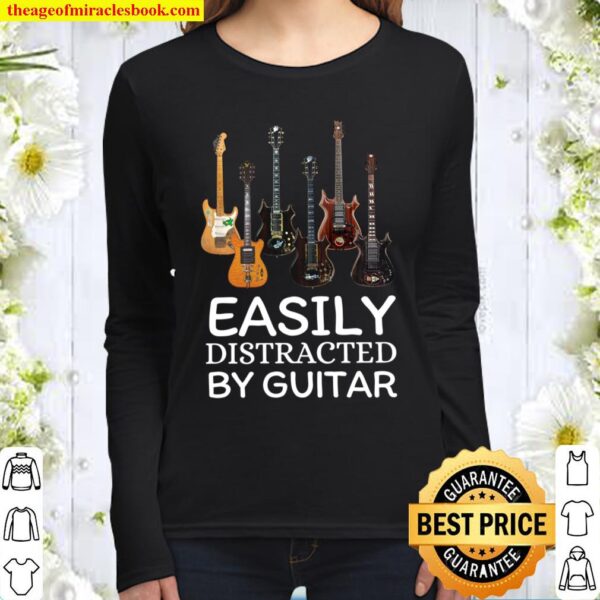 Easily Distracted By Guitar Women Long Sleeved