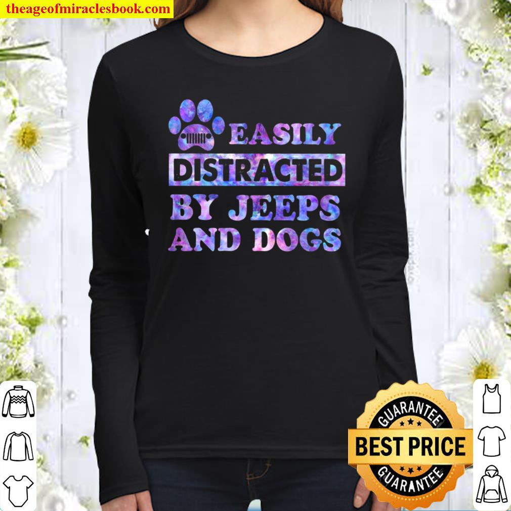 Easily Distracted By Jeeps And Dogs Women Long Sleeved