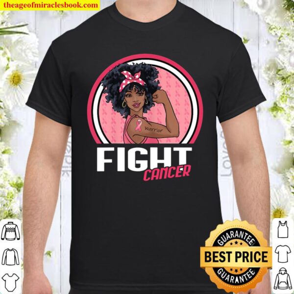 Fight Breast Cancer Warrior Black Afro African American Gift Shirt