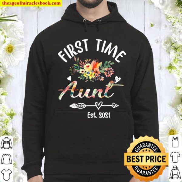 First Time Aunt Est 2021 Floral Hoodie
