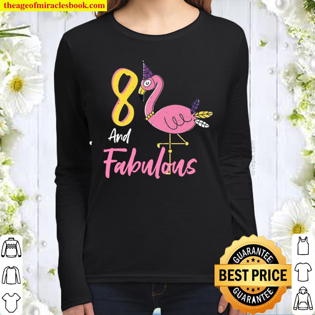 Flamingo 8 And Fabulous 8. Geburtstag Women Long Sleeved
