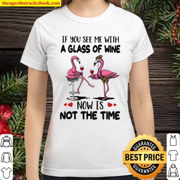 Flamingos If You See Me With A Glass Of Wine Now Is Not The Time Classic Women T-Shirt