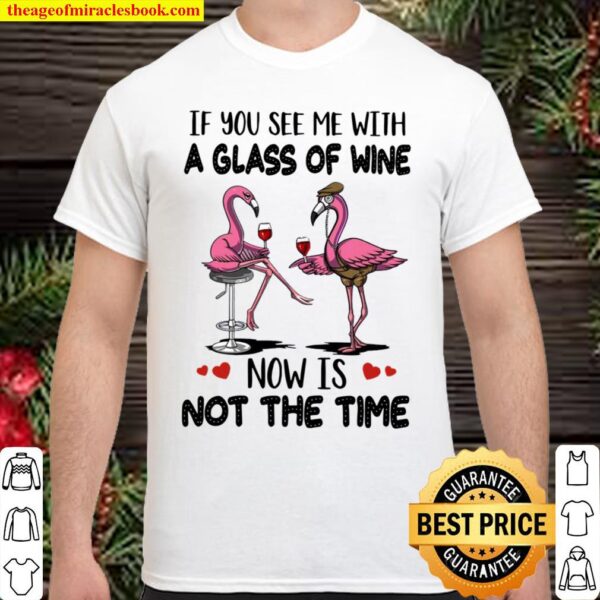 Flamingos If You See Me With A Glass Of Wine Now Is Not The Time Shirt