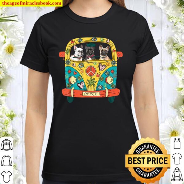French Bulldog Riding Hippie Bus Dog Classic Women T-Shirt