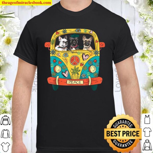 French Bulldog Riding Hippie Bus Dog Shirt