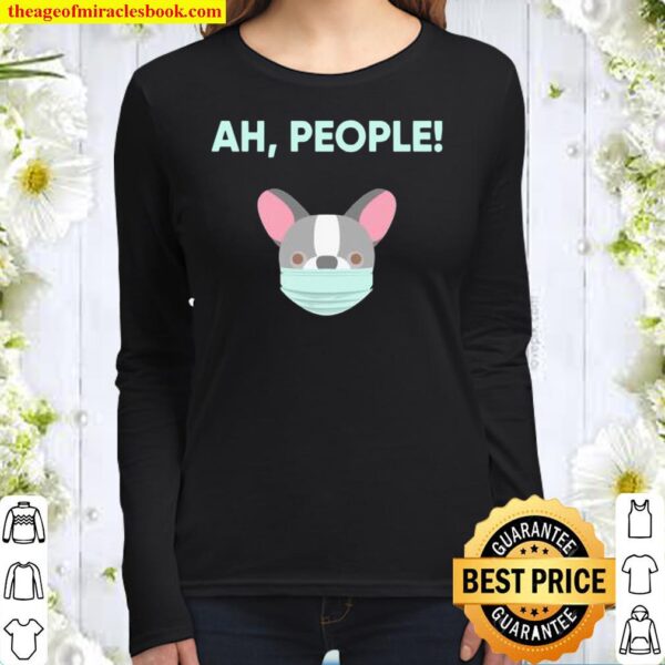 Frenchie Wearing A Mask Women Long Sleeved