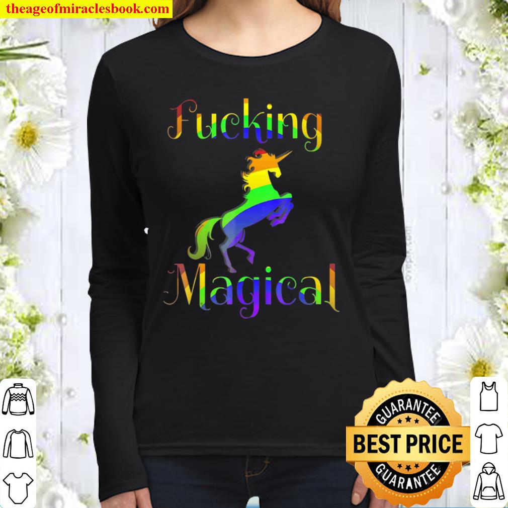 Fucking Magical Rainbow Unicorn Graphic Women Long Sleeved