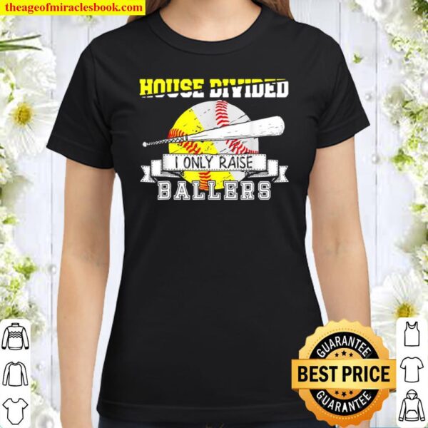 Funny Baseball Softball Divided House Ball Mom Classic Women T-Shirt