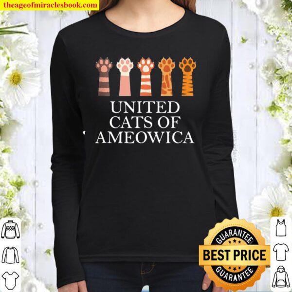 Funny Cat United Cats Of Ameowica Design Paw Print Women Long Sleeved