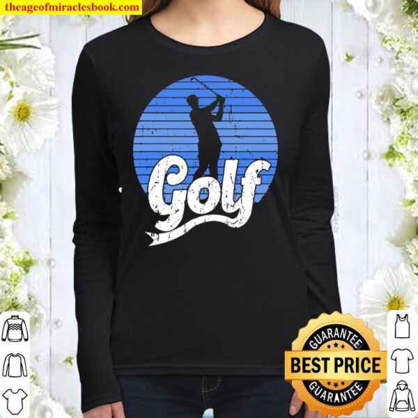 Funny Golf Golfing Golfer Retro Vintage Pattern Women Long Sleeved