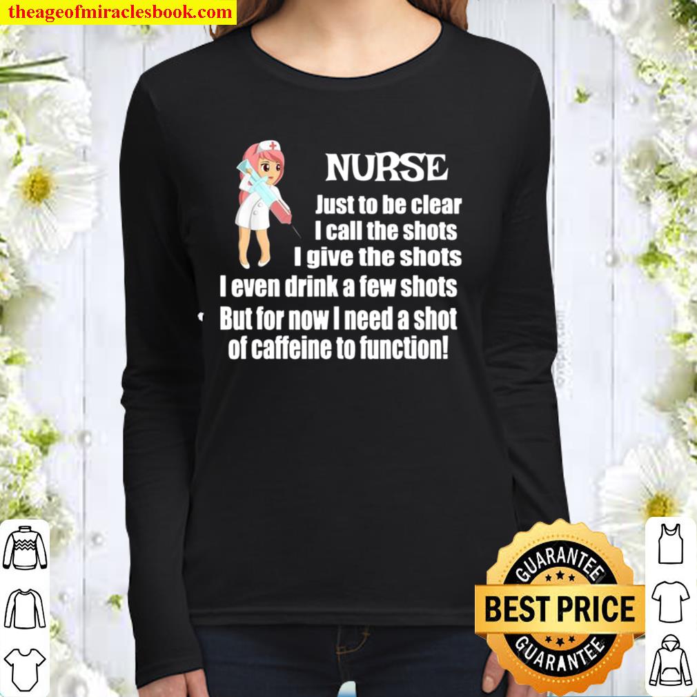 Funny Nurse Giving Vaccinations Nurse Drinking Coffee Women Long Sleeved