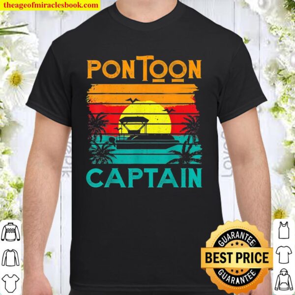 Funny Pontoon Captain Shirt Retro Vintage Style Pontoon Boat Shirt