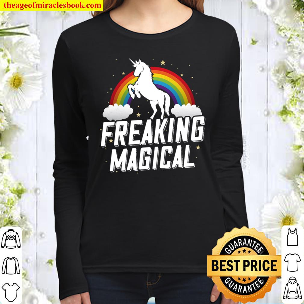 Funny Retro Freaking Magical Adult Unicorn Rainbow Party Women Long Sleeved