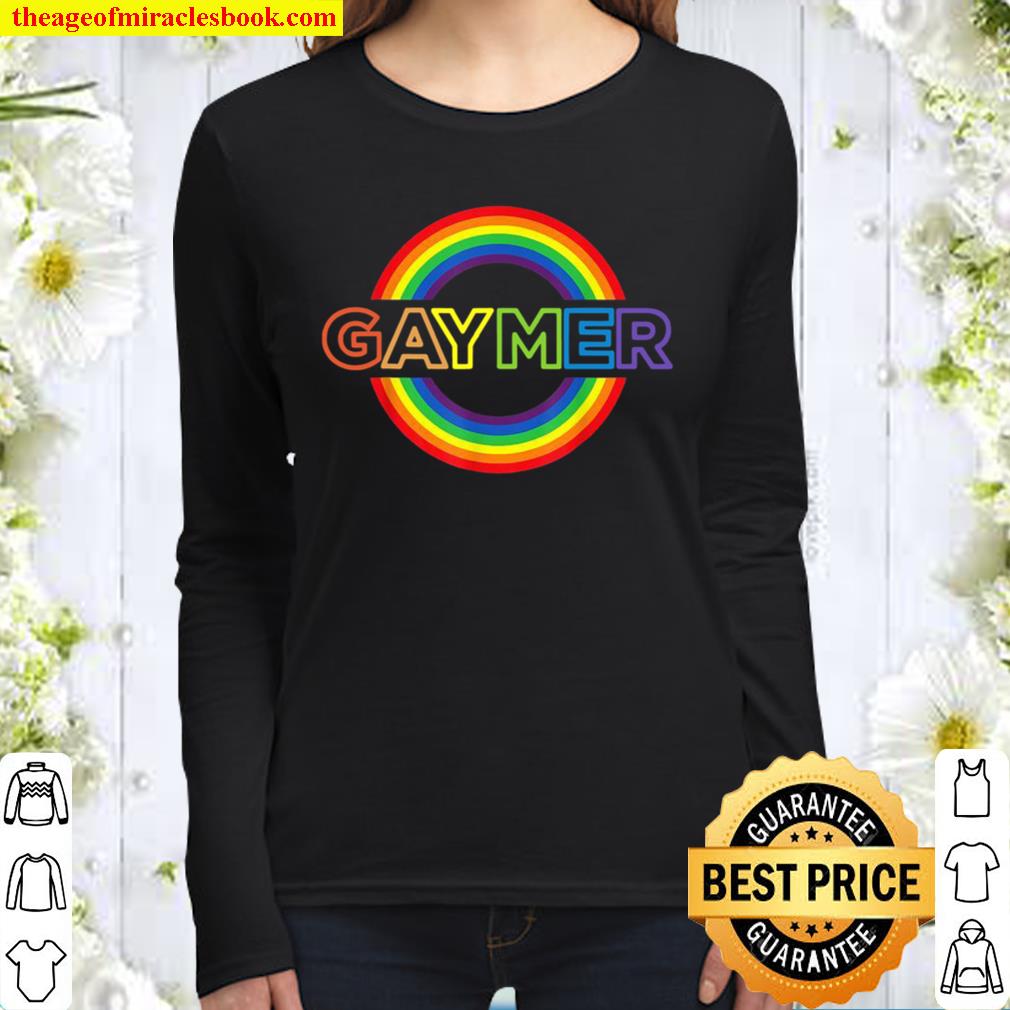 Gaymer Gamer Gay Pride LGBT Lesbian Rainbow Flag Women Long Sleeved
