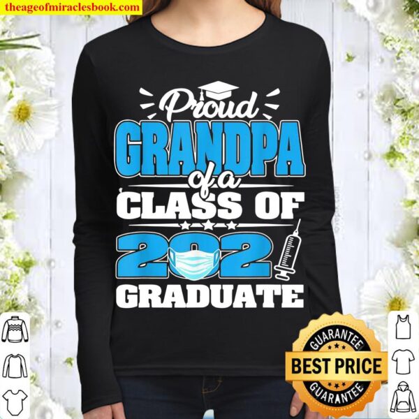 Graduation Proud Grandpa Of A Class 2021 Grad Face Mask Women Long Sleeved