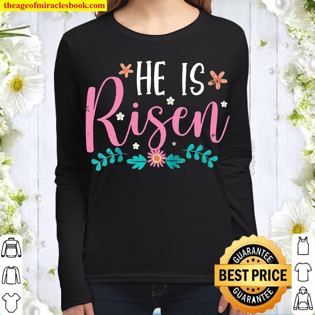 He Is Risen Easter Design Christian Women Long Sleeved