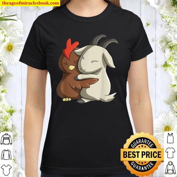 Kawaii Chicken Hugging Goat Classic Women T-Shirt