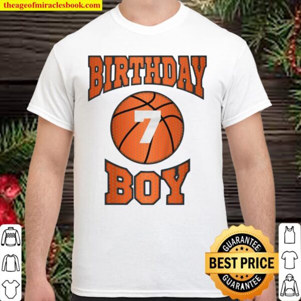 Kids 7Th Birthday Basketball Boy Turning 7 Years Old Shirt