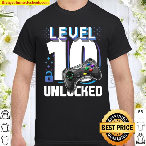 Level 10 Unlocked Video Gamer 10th Birthday Shirt